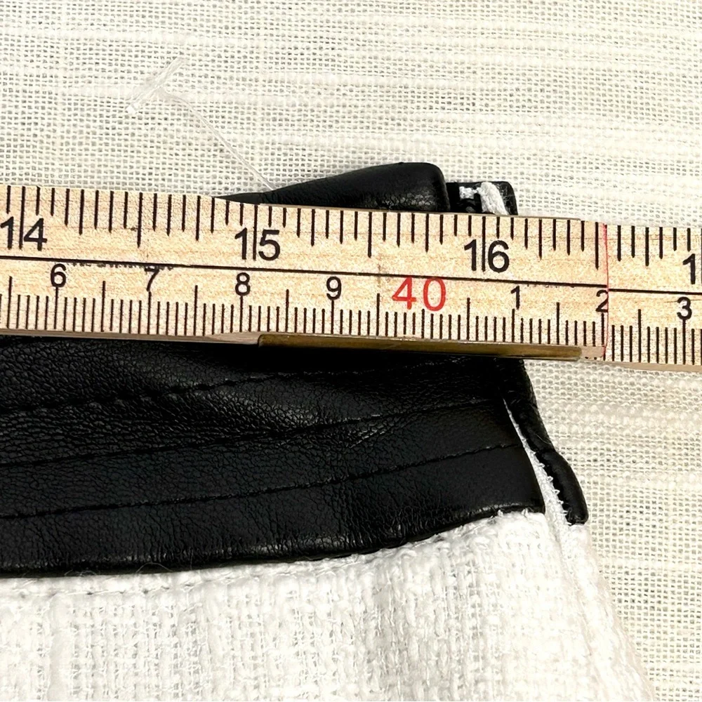 Karl Lagerfeld PARIS tweed skirt 10 white w contrasting trim Pockets above knee - Picture 6 of 16